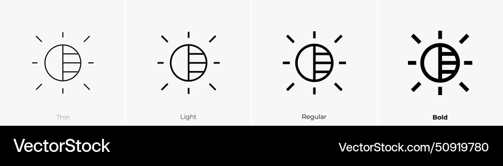 Brightness icon thin light regular and bold style Vector Image