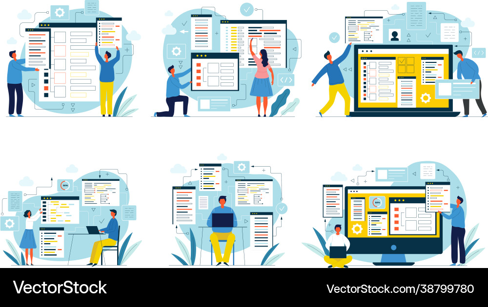 Coders people designers and programmers digital Vector Image