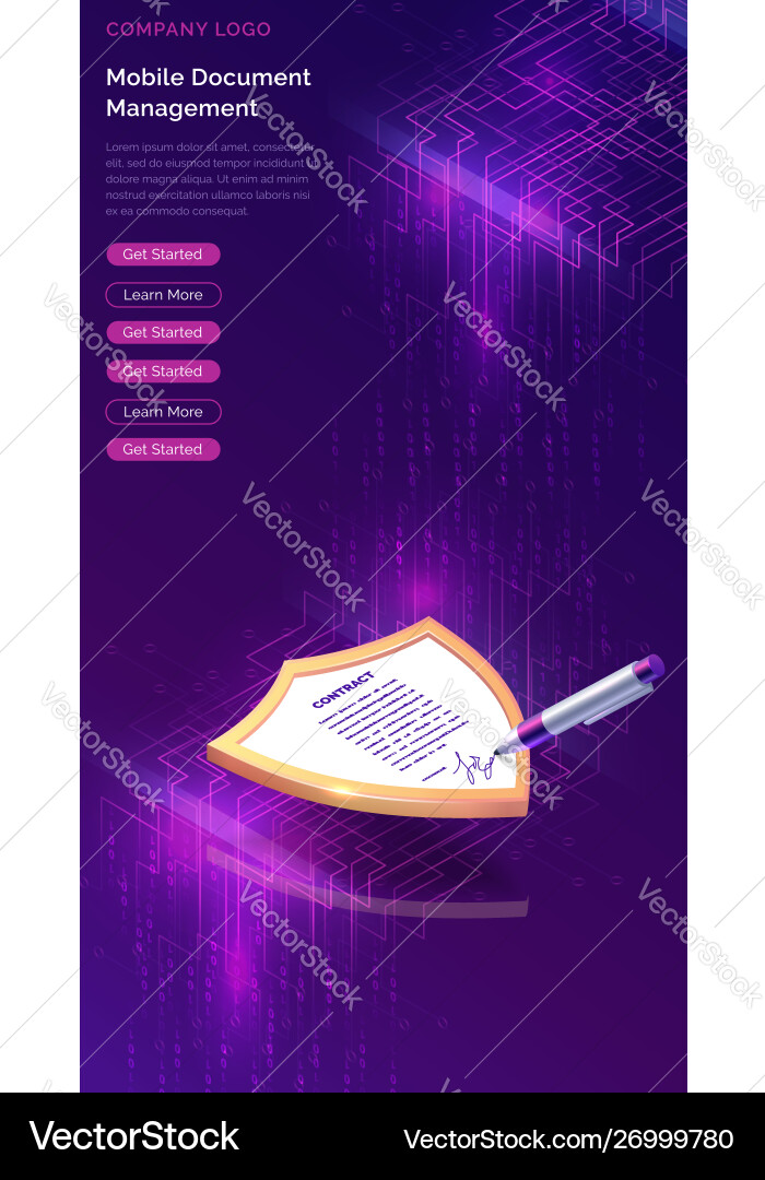 Mobile document manager or e-signature concept Vector Image