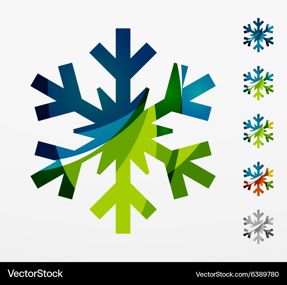 Set of abstract colorful snowflake logo icons Vector Image