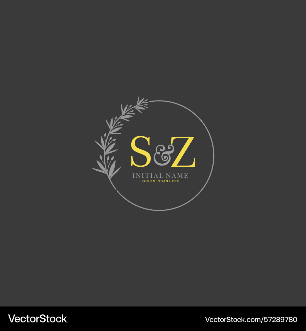 Sz initial logo templates with botanical elements Vector Image