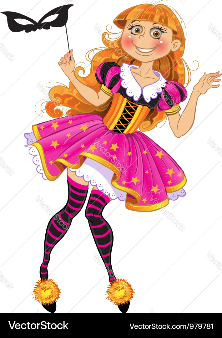 Mädchen in Masquerade Kostüm Vektorbild
