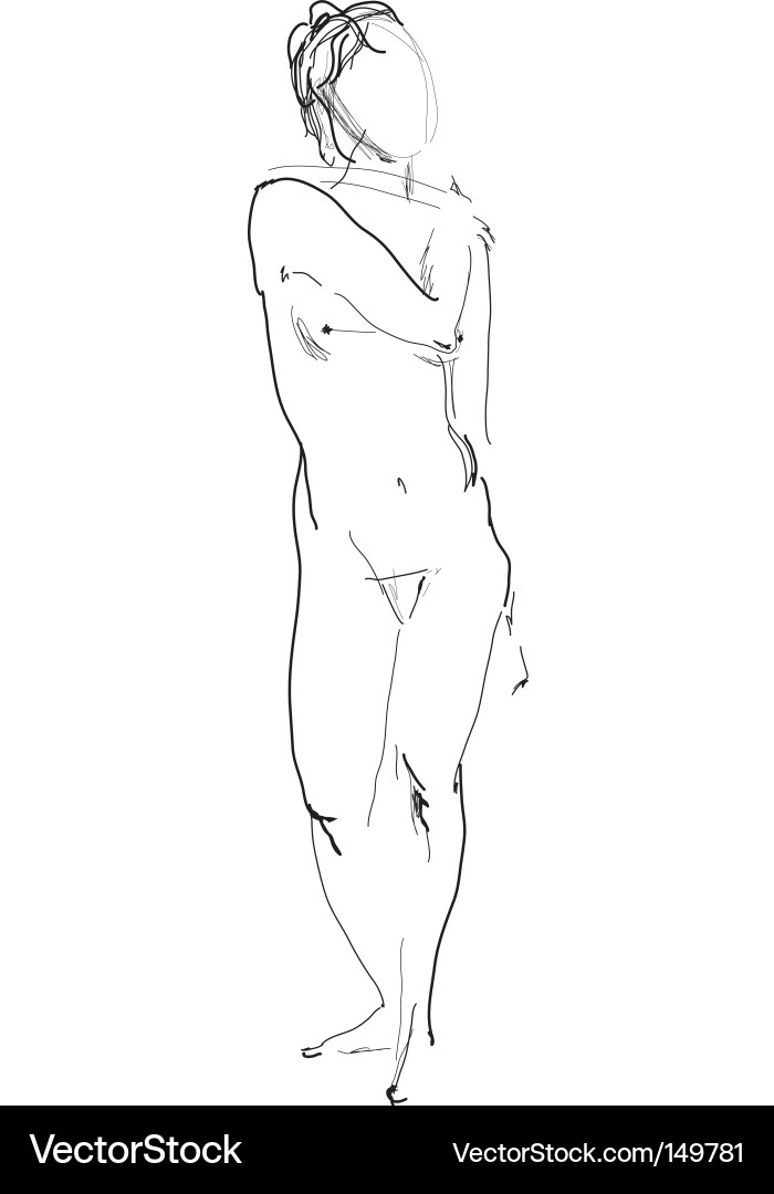 Nude model sketch vector image