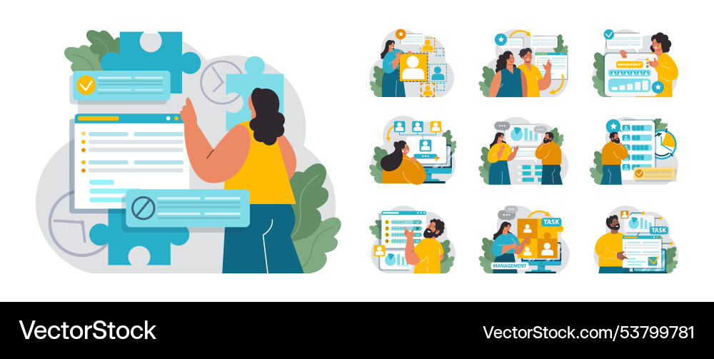 Tasking set setting and following schedule time Tasking set setting and following schedule time vector image