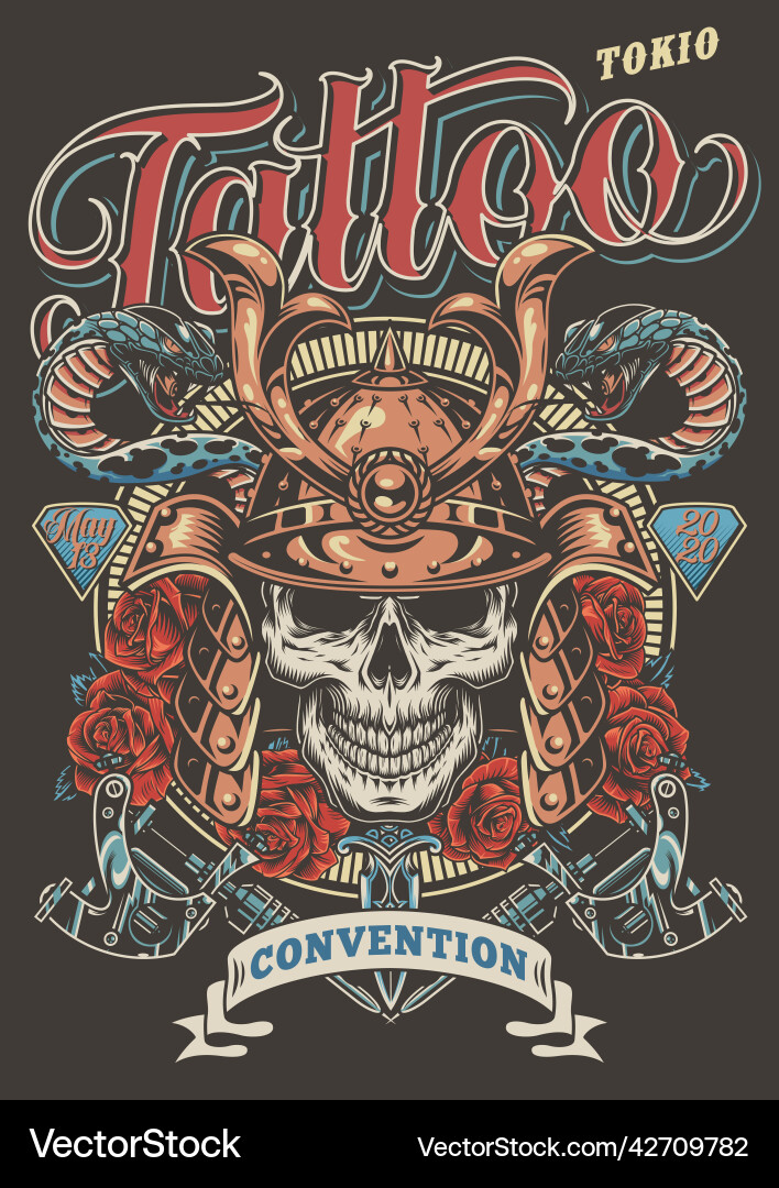 Bunte Tattoo Festival Werbung Poster Bunte Tattoo Festival Werbung Poster vektorbild