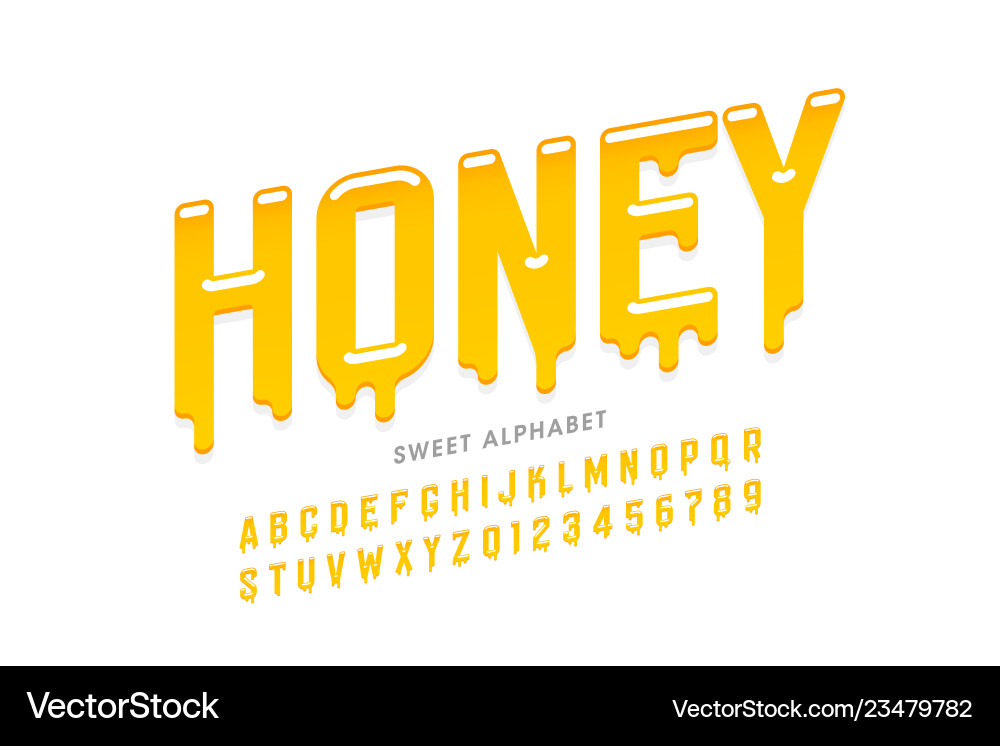 Liquid sweet honey font Liquid sweet honey font vector image