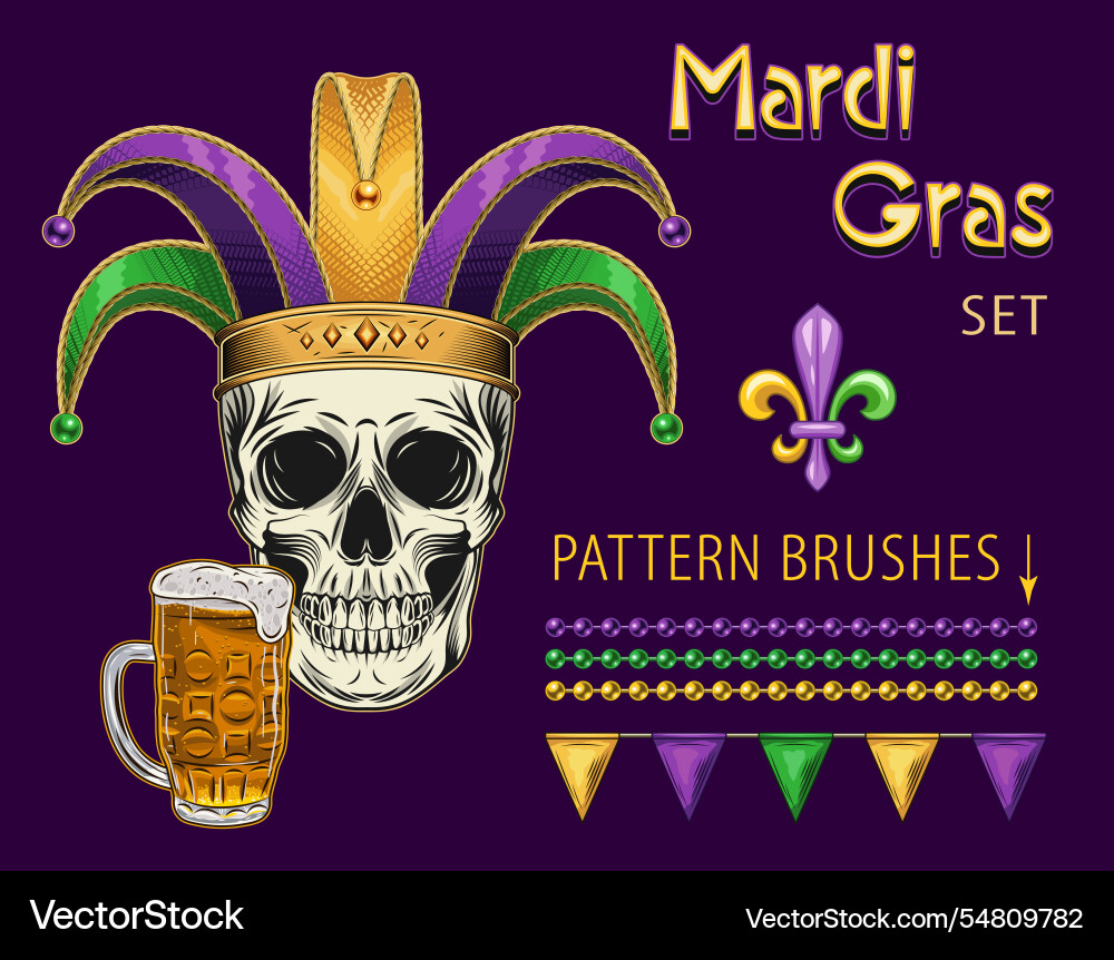 Pack of design elements for mardi gras holiday Pack of design elements for mardi gras holiday vector image