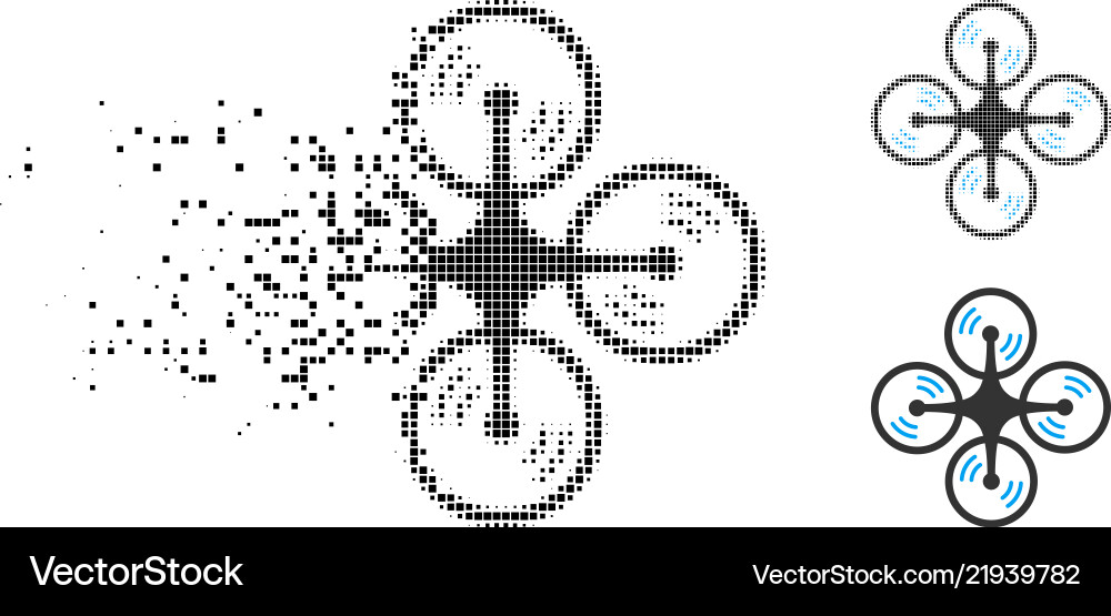Pixel Dissolution Flying Drone Vector Image