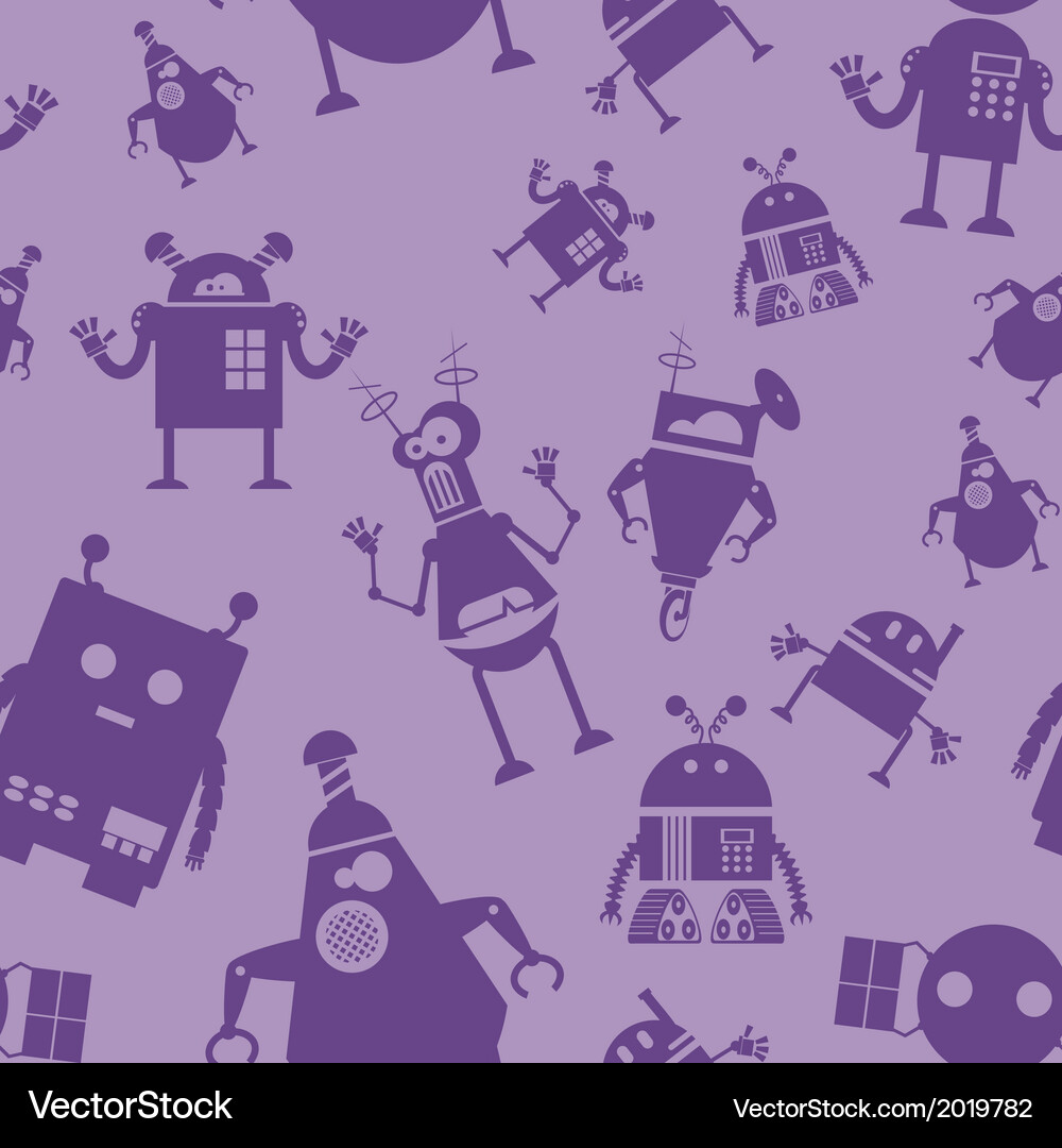 Robot Seamless Pattern Vector Image