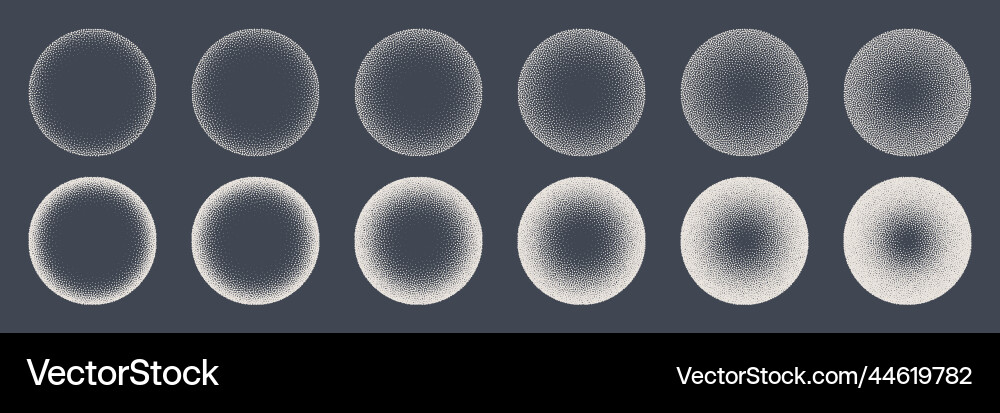Round shaped dotted objects stipple elements Round shaped dotted objects stipple elements vector image