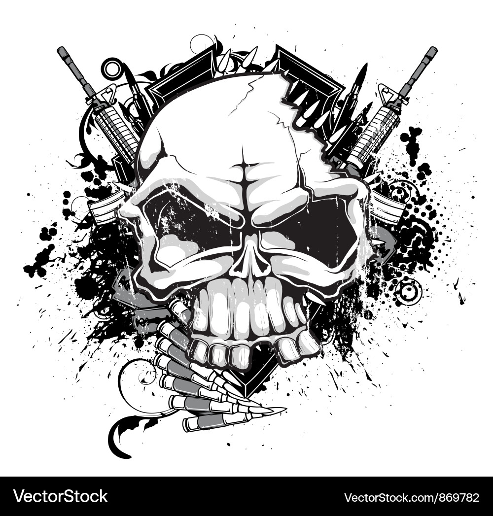 Skull with Bullet Splash vector image