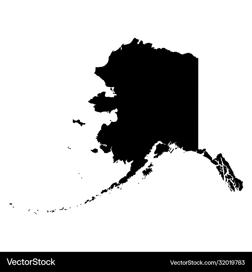 Alaska State Map - Black Silhouette Vector Image