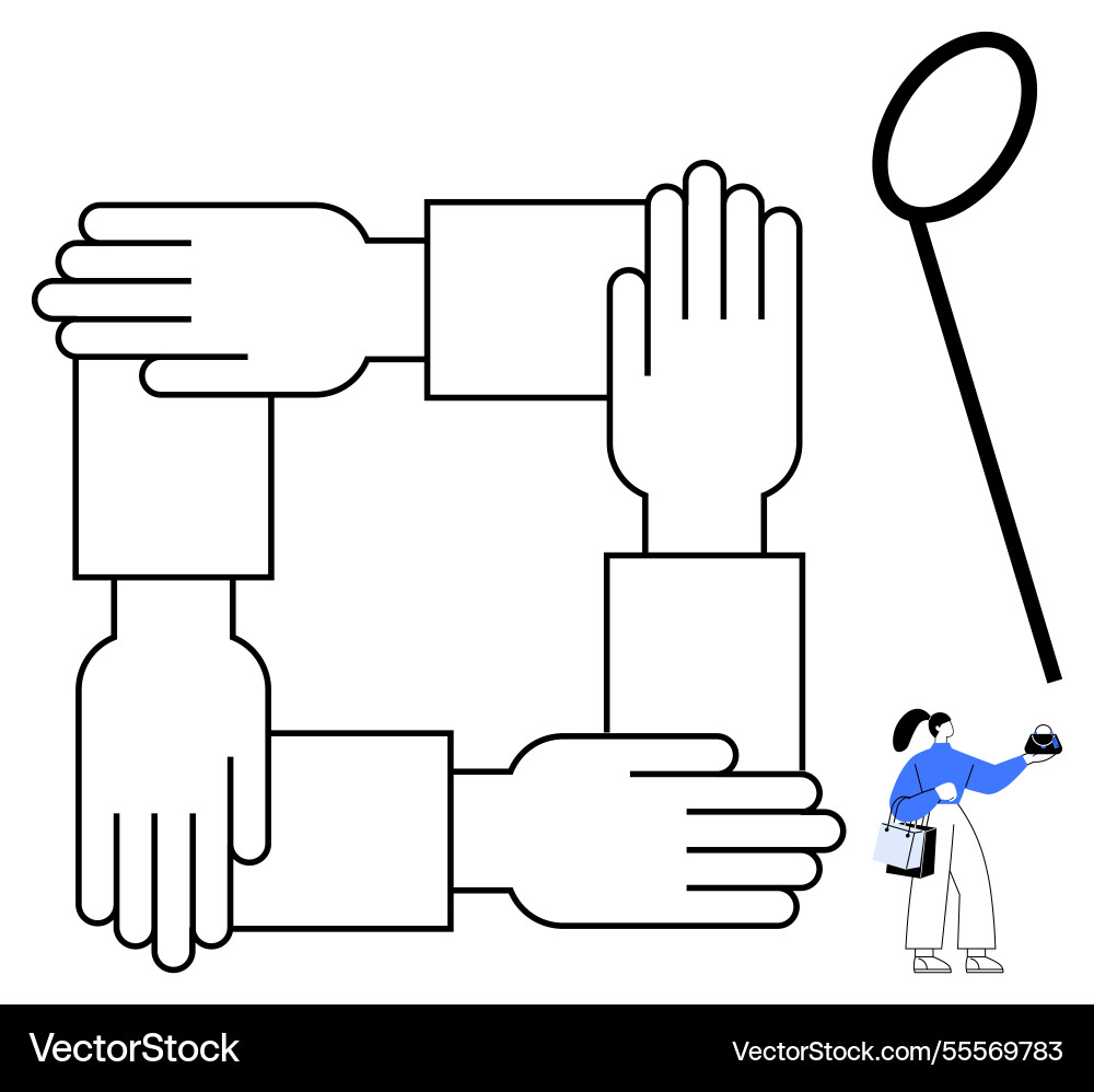Collaborative teamwork with tangible visual Collaborative teamwork with tangible visual vector image