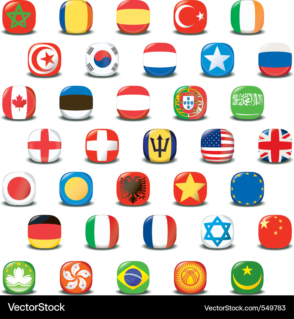 Colorful World Flags Icons vector image