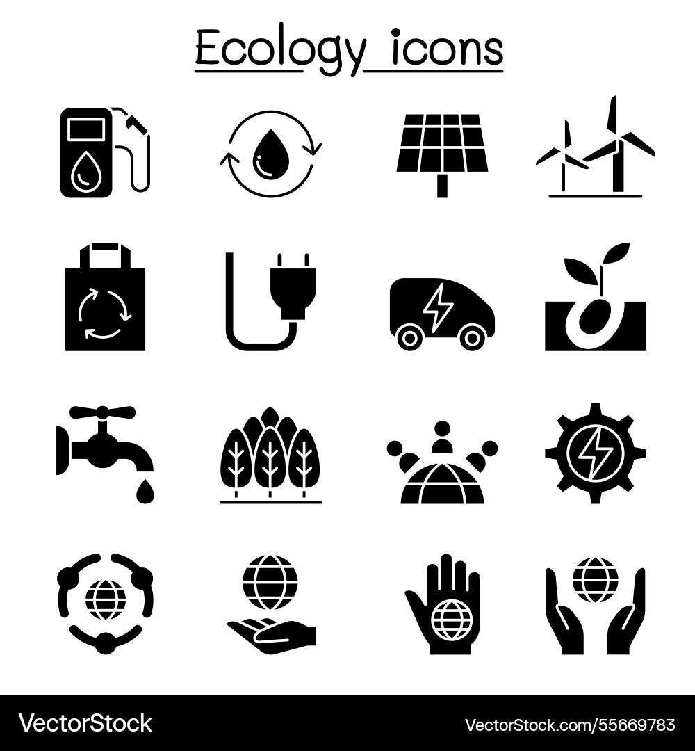 Ecology green energy icon set in glyph style Ecology green energy icon set in glyph style Vector Image