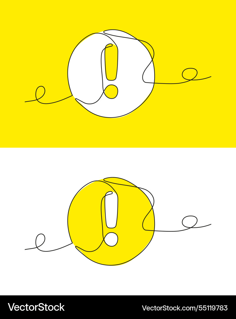 Exclamation mark in continuous line drawing style Exclamation mark in continuous line drawing style Vector Image