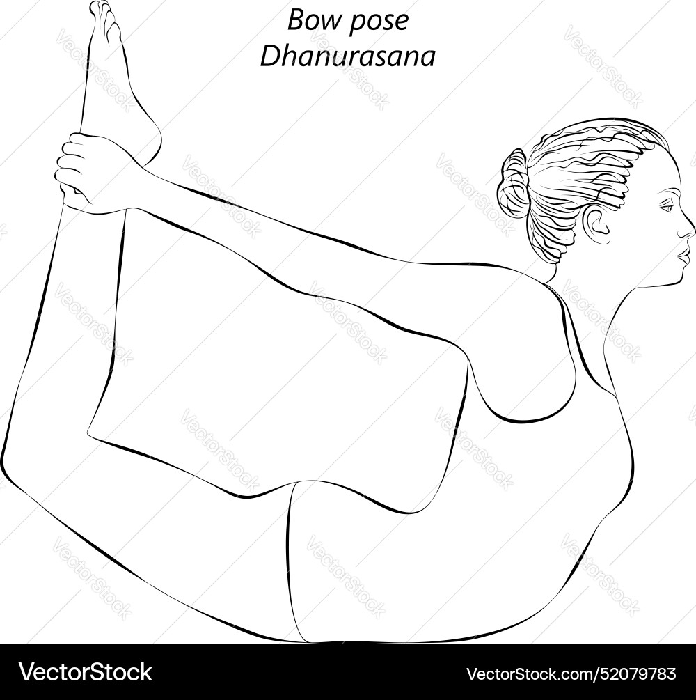 Sketch of dhanurasana yoga pose Sketch of dhanurasana yoga pose vector image