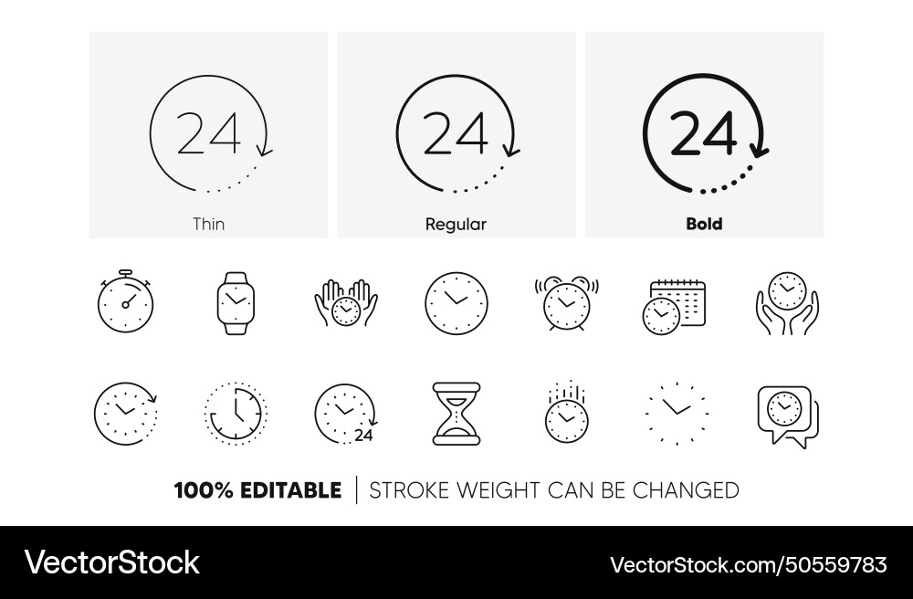 Time & Clock Line Icons - Timer, Stopwatch vector image