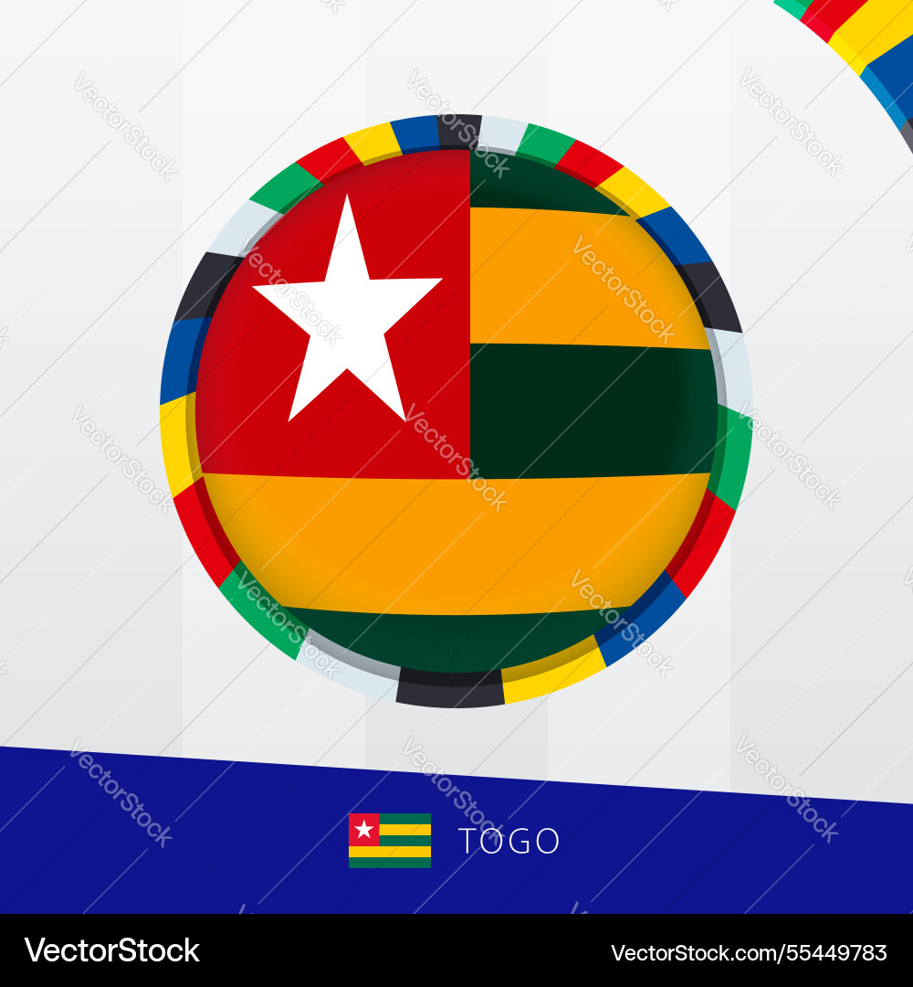 Togo flag with colorful circle border vector image