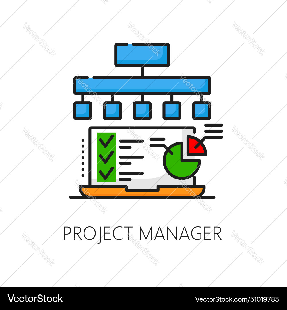 Web development it project manager thin line icon Web development it project manager thin line icon vector image
