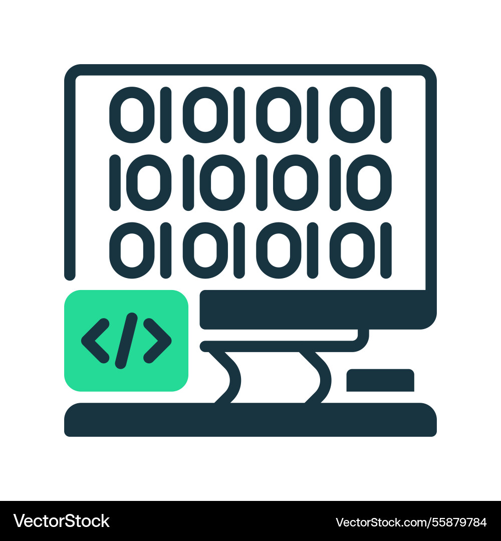 Dekstop computer with code line icon universal Dekstop computer with code line icon universal vector image
