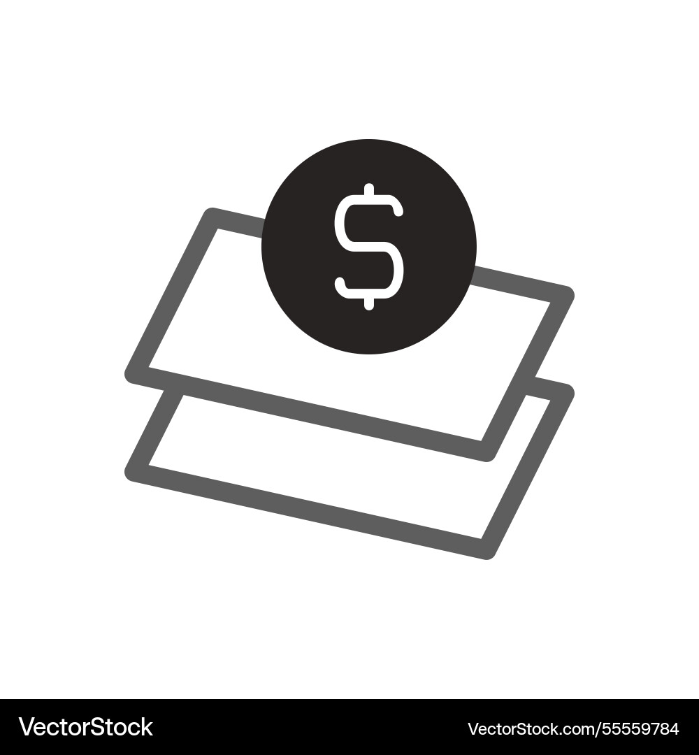 Dollar coin overlapping sheets graphic element Dollar coin overlapping sheets graphic element Vector Image