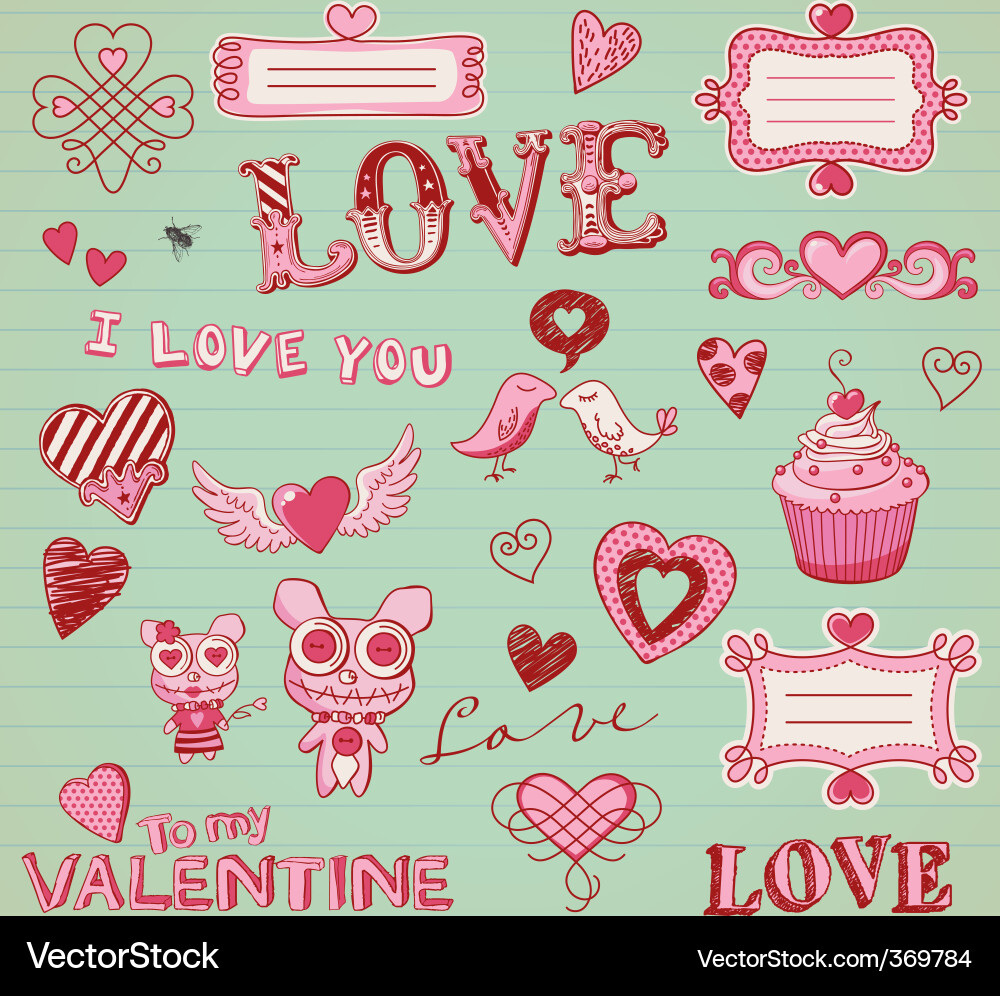 Valentine's Day Doodles vector image