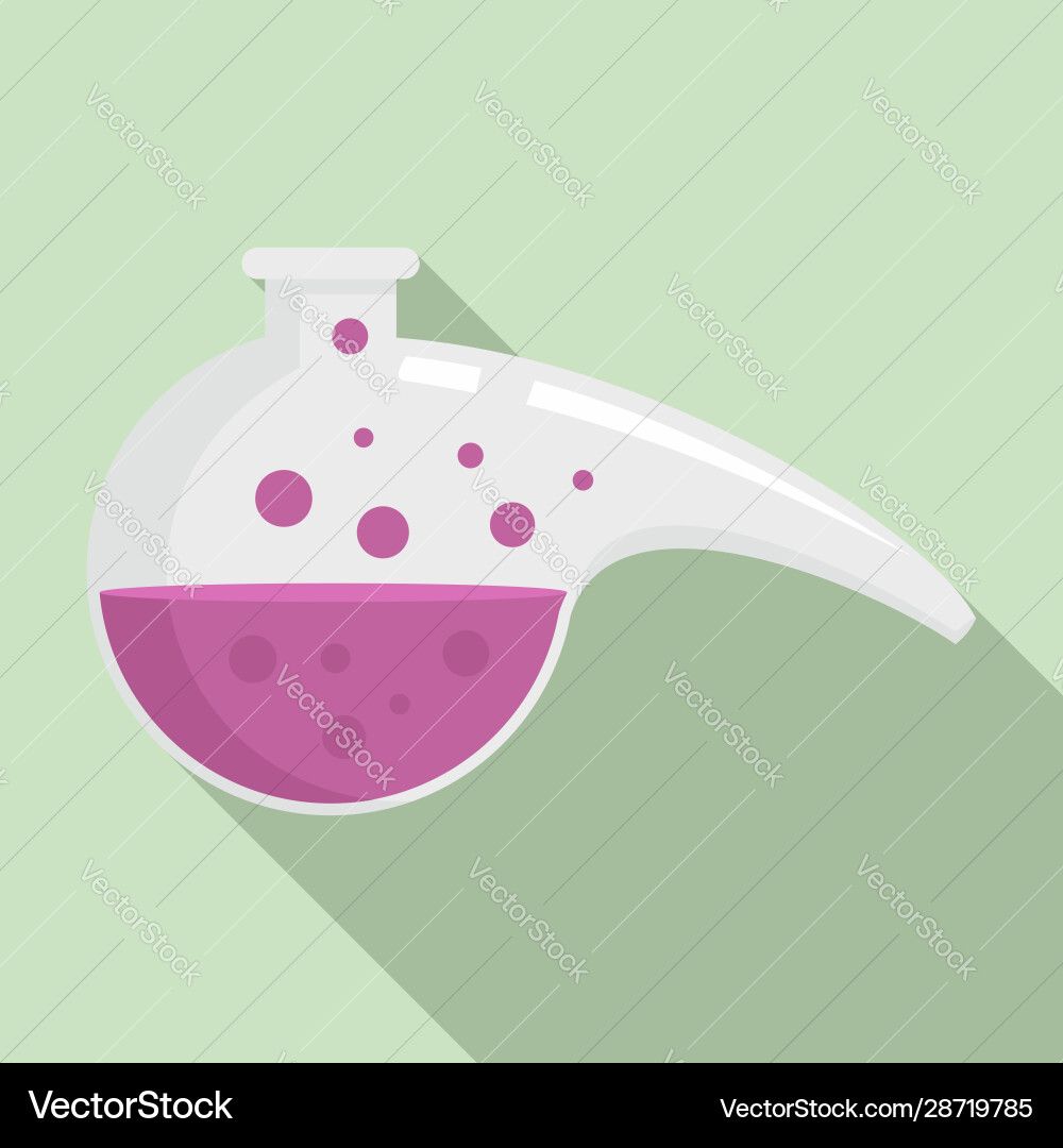 Boiling lab flask icon flat style Boiling lab flask icon flat style Vector Image