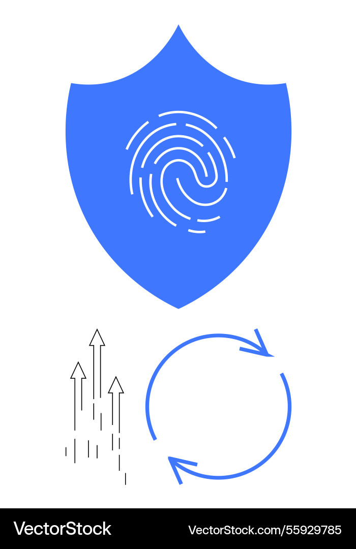 Digital security shield with fingerprint upward Digital security shield with fingerprint upward vector image