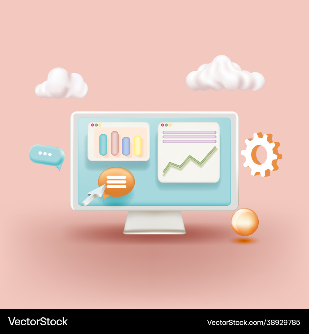 Financial charts and graphs on computer vector image