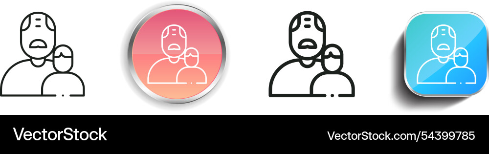 Grandfather icon thin linear regular and button Grandfather icon thin linear regular and button vector image