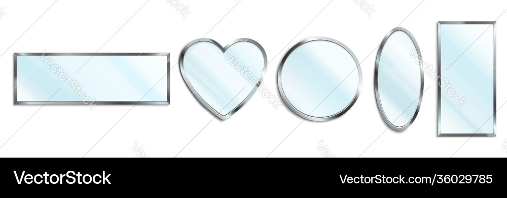 Mirrors in chrome frame different shapes vector image