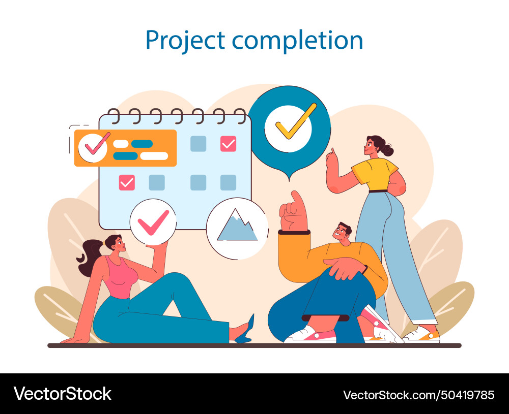 Project completion in it management Project completion in it management vector image