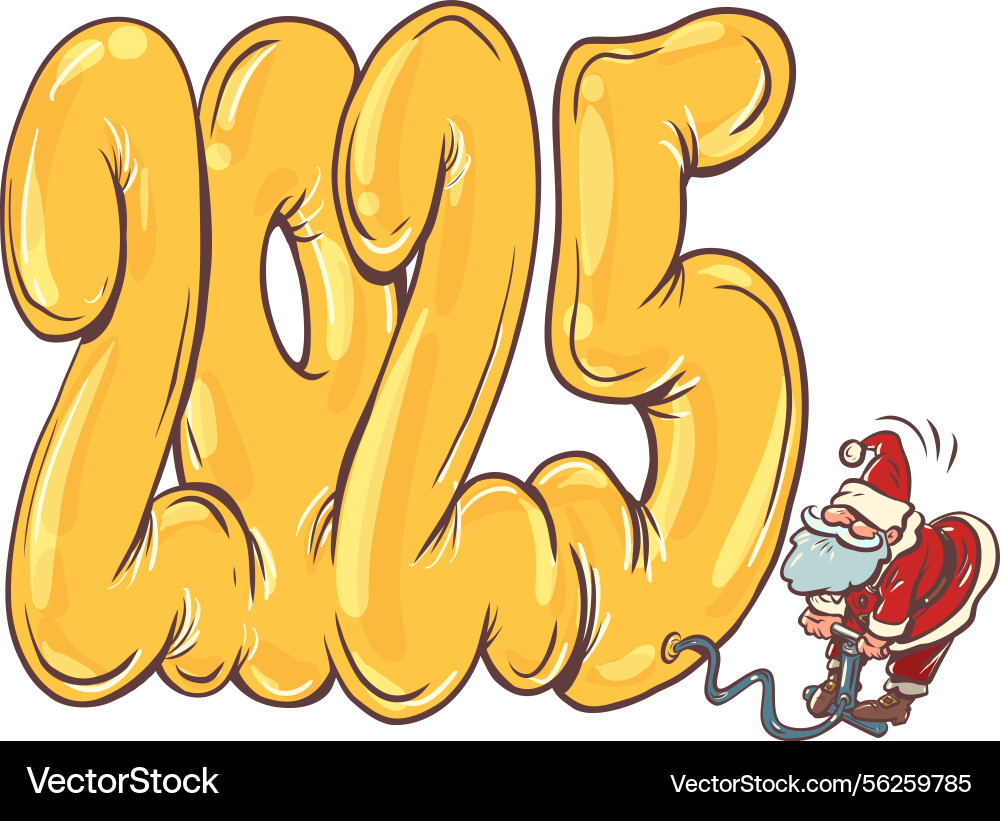 Santa claus blows away 2025 the outgoing Santa claus blows away 2025 the outgoing vector image