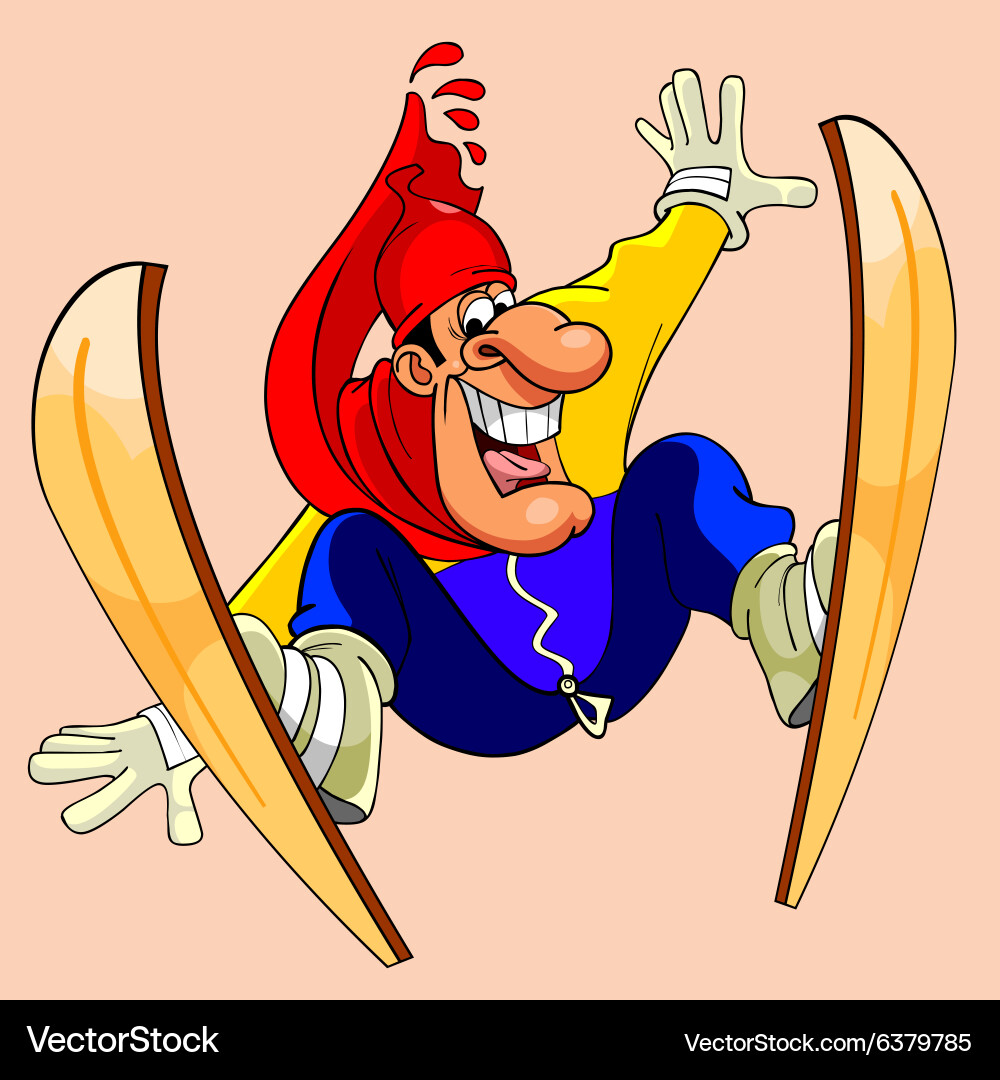Smiling Man Skiing in Winter Vector Image