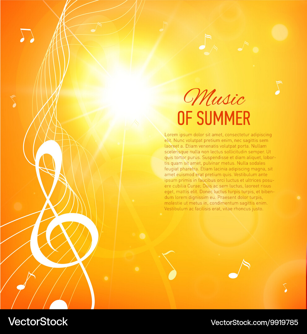 Yellow background with music notes and key Vector Image