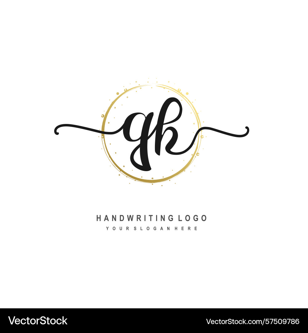 Qk initial handwriting logo with circular wave Qk initial handwriting logo with circular wave Vector Image