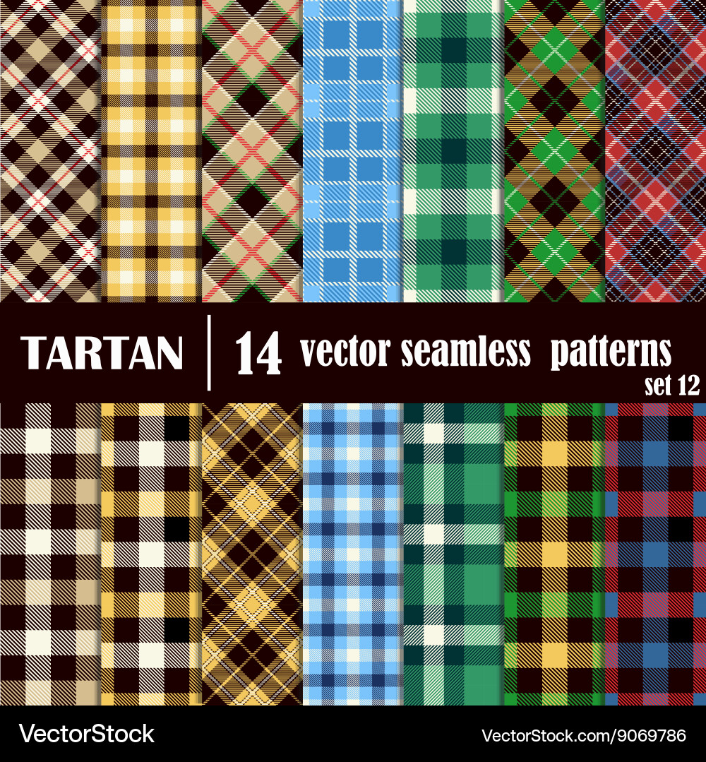 Set tartan seamless pattern in different colors vector image