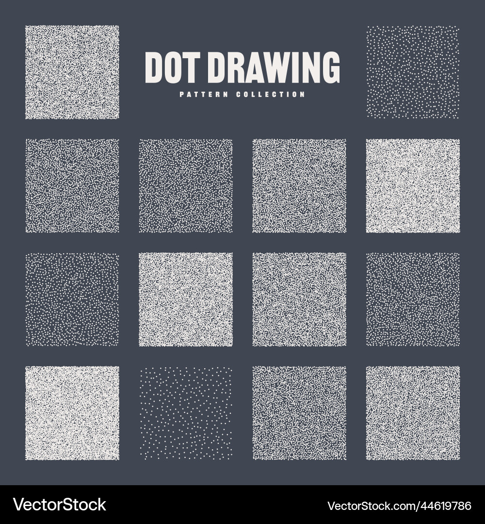 Square shaped dotted objects stipple elements Square shaped dotted objects stipple elements vector image