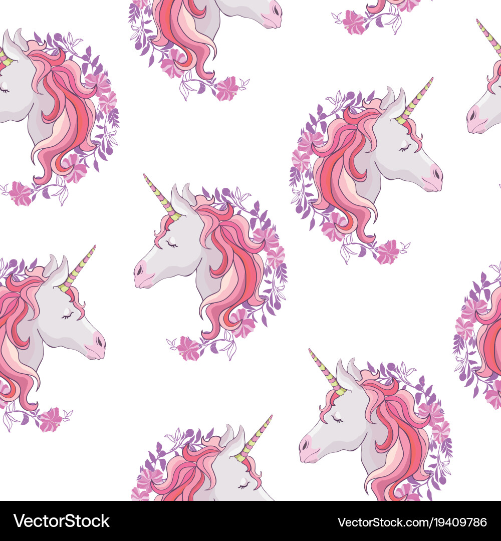 Unicorn and rainbow seamless pattern isolated vector image