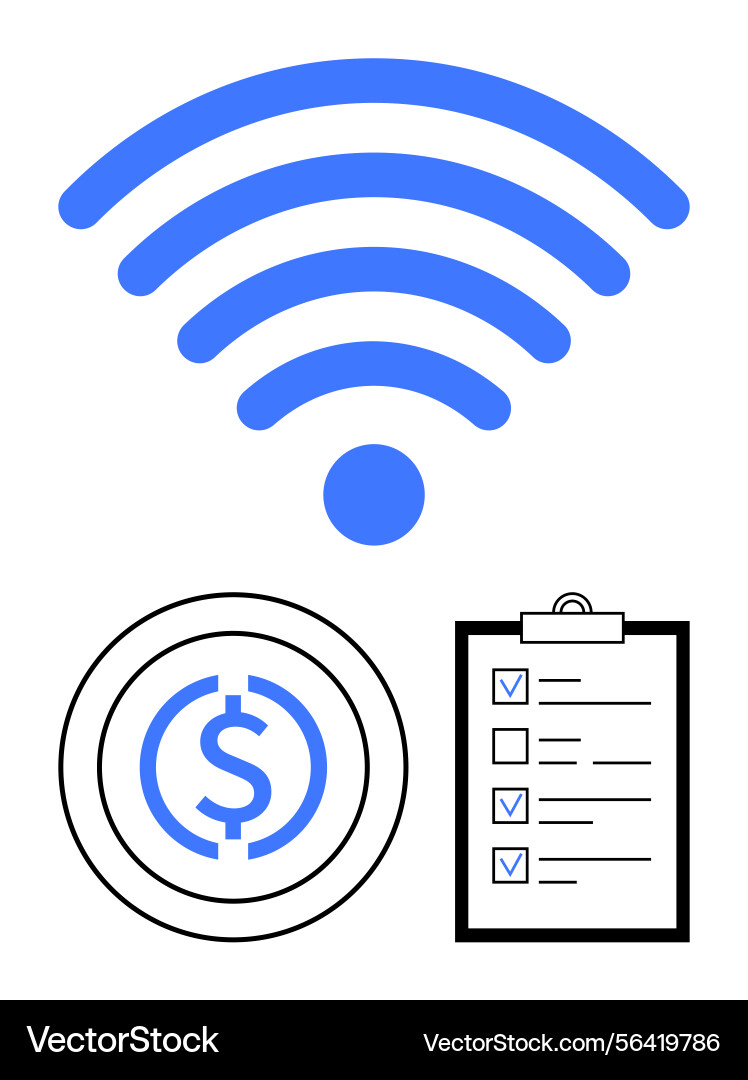 Wireless connectivity digital payment and task Wireless connectivity digital payment and task vector image