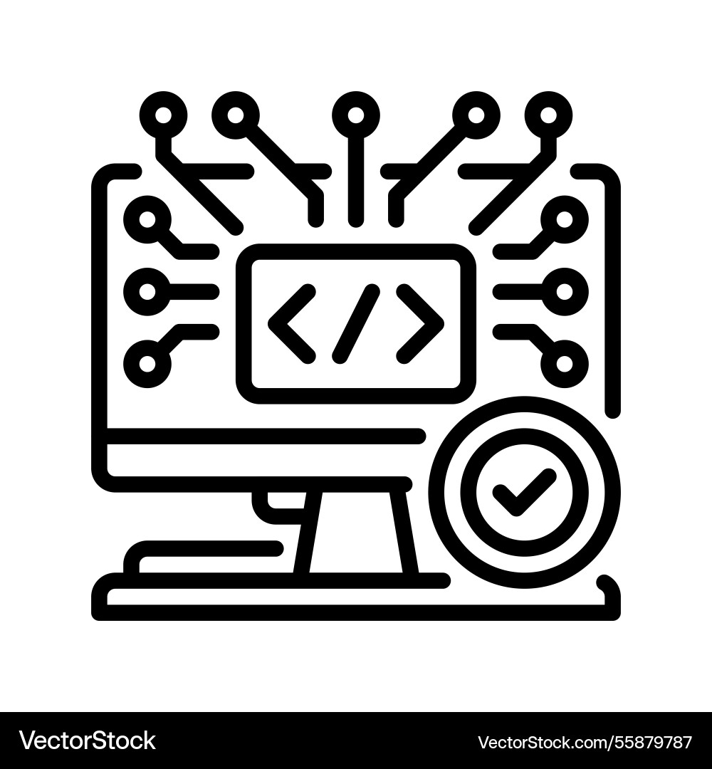 Algorithm testing line icon linear style sign Algorithm testing line icon linear style sign vector image