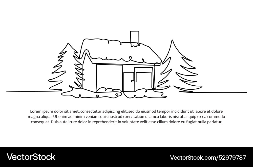 Continuous line design of a house with trees Continuous line design of a house with trees vector image