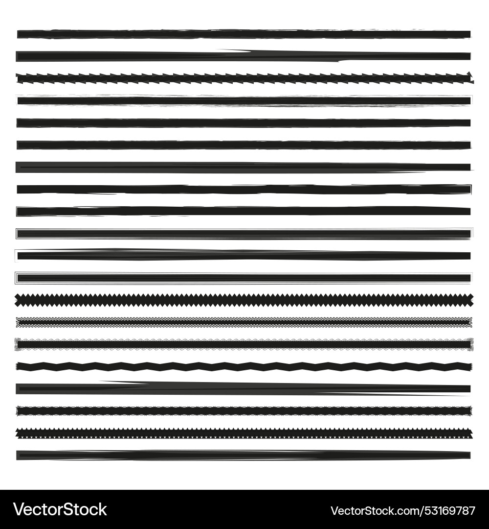 Different lines various black patterns horizontal vector image