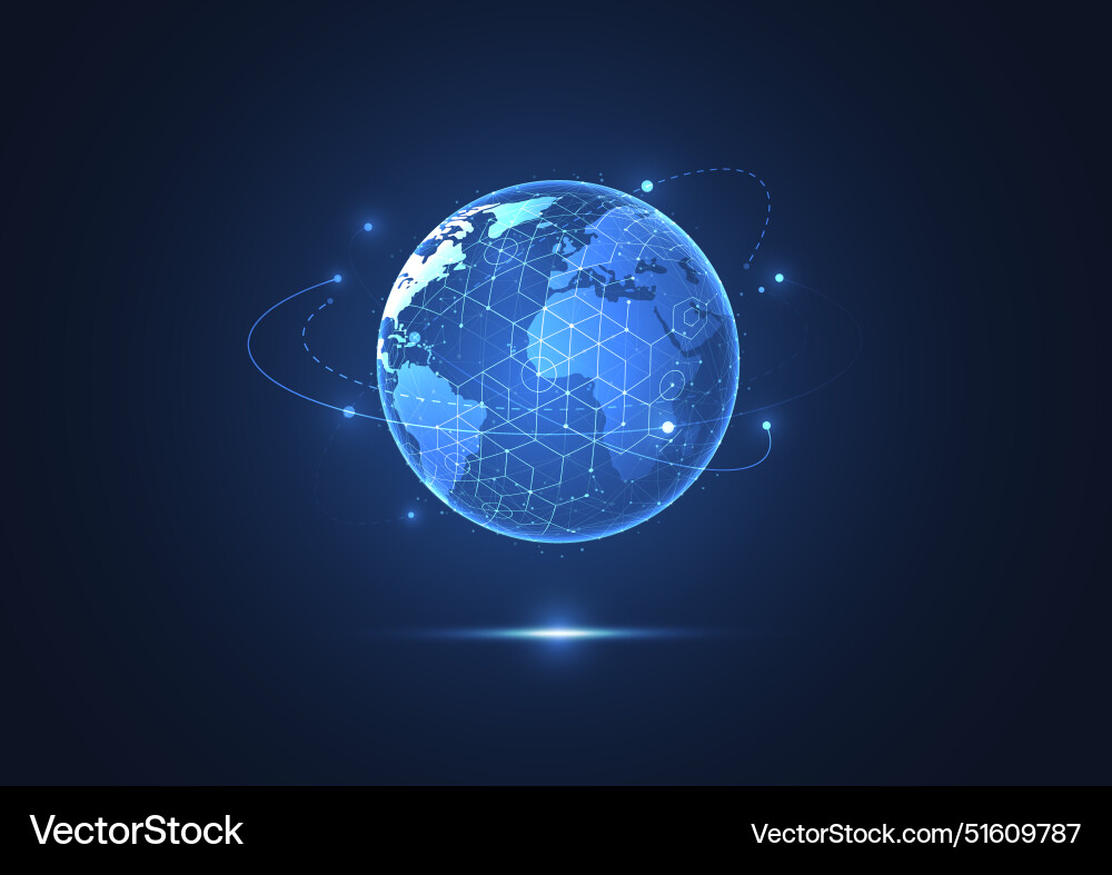 Global network connection world map point Global network connection world map point vector image