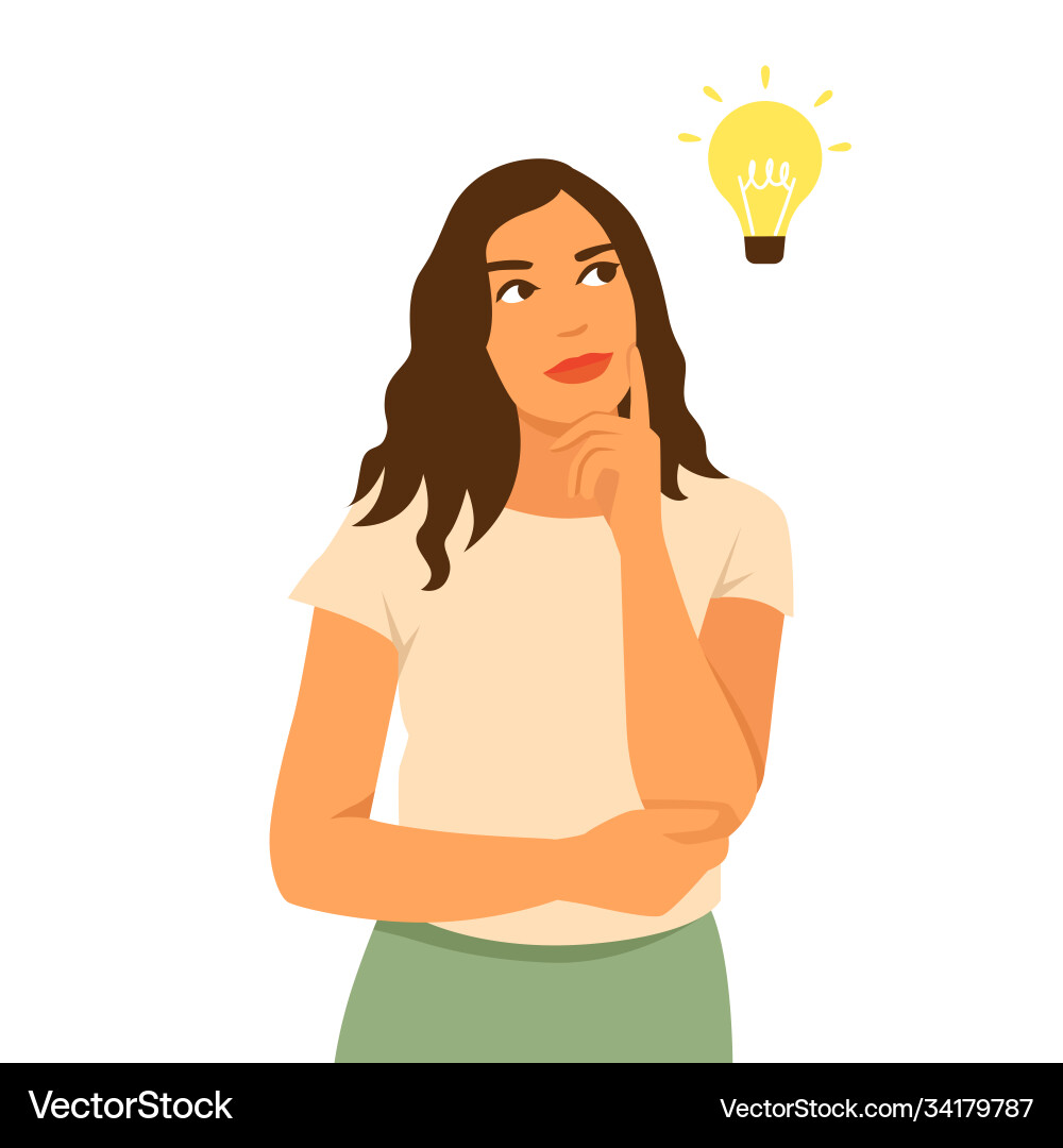 Thinking Woman Illustration Royalty Free Vector Image