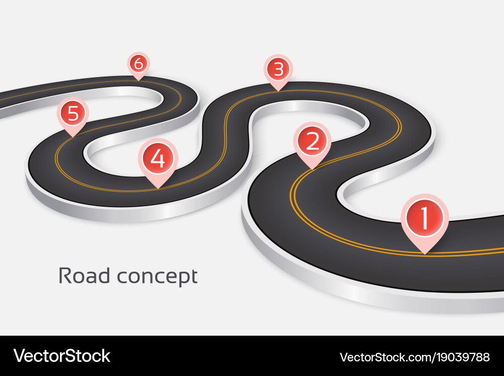 3D Road Infographic Timeline Concept Vector Image