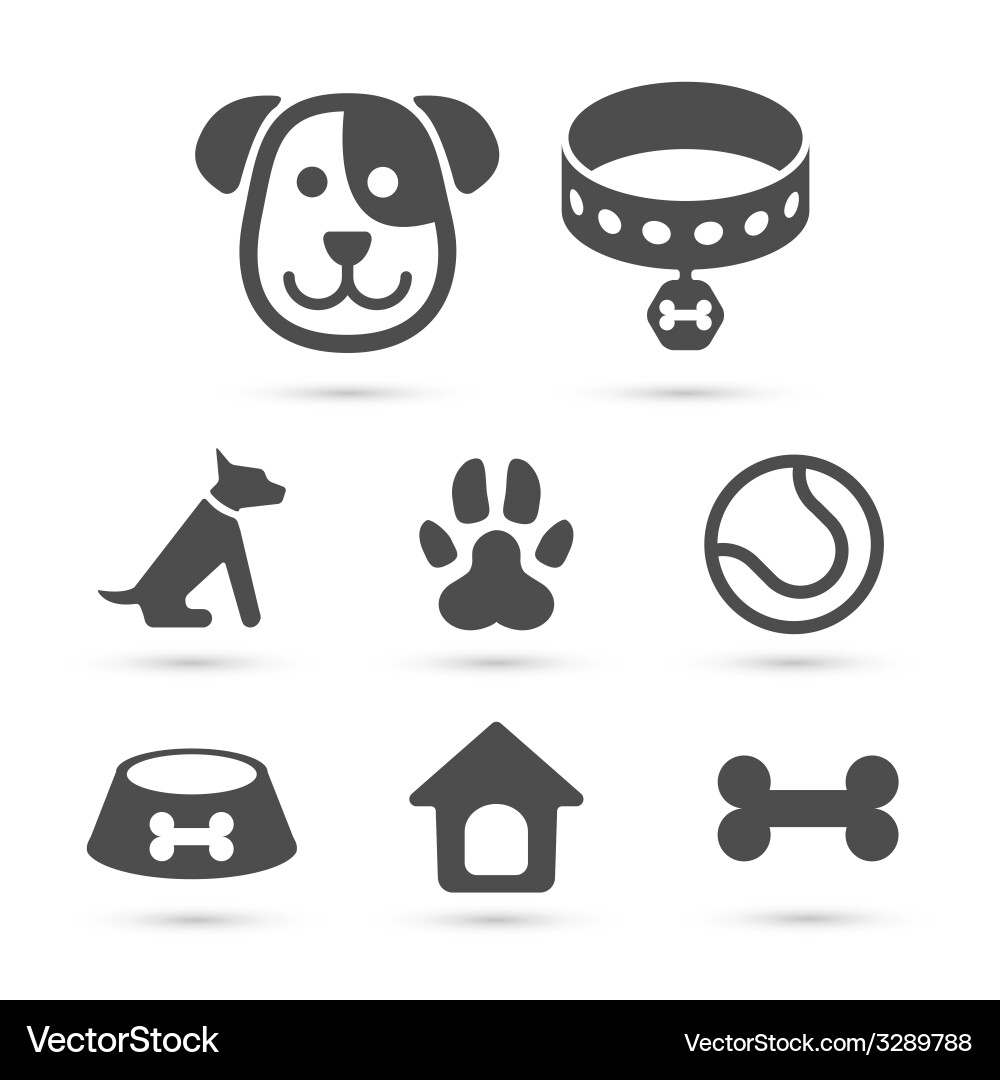Cute dog icon symbol set on white Royalty Free Vector Image