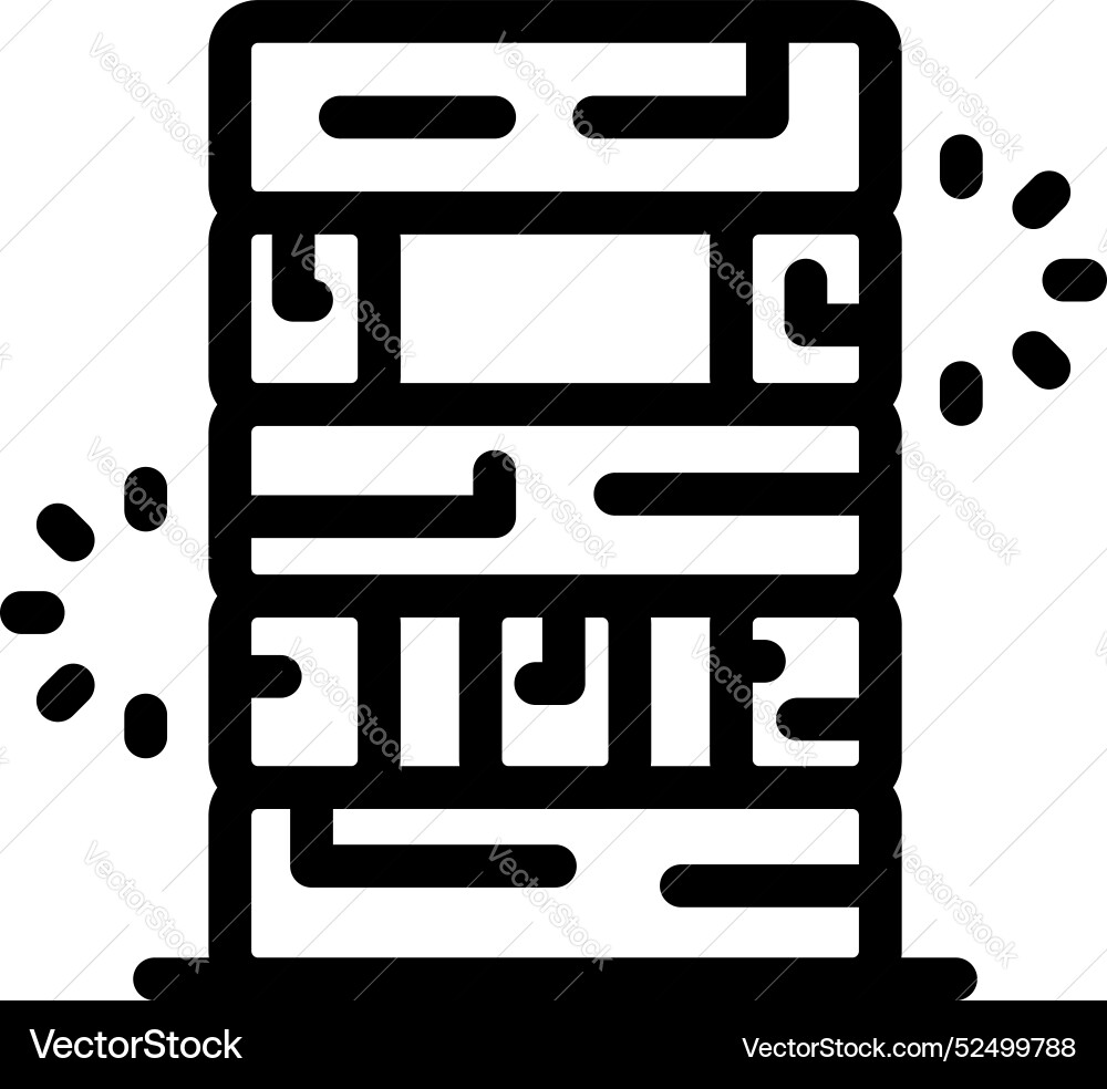 Data center server rack being accessed displaying vector image