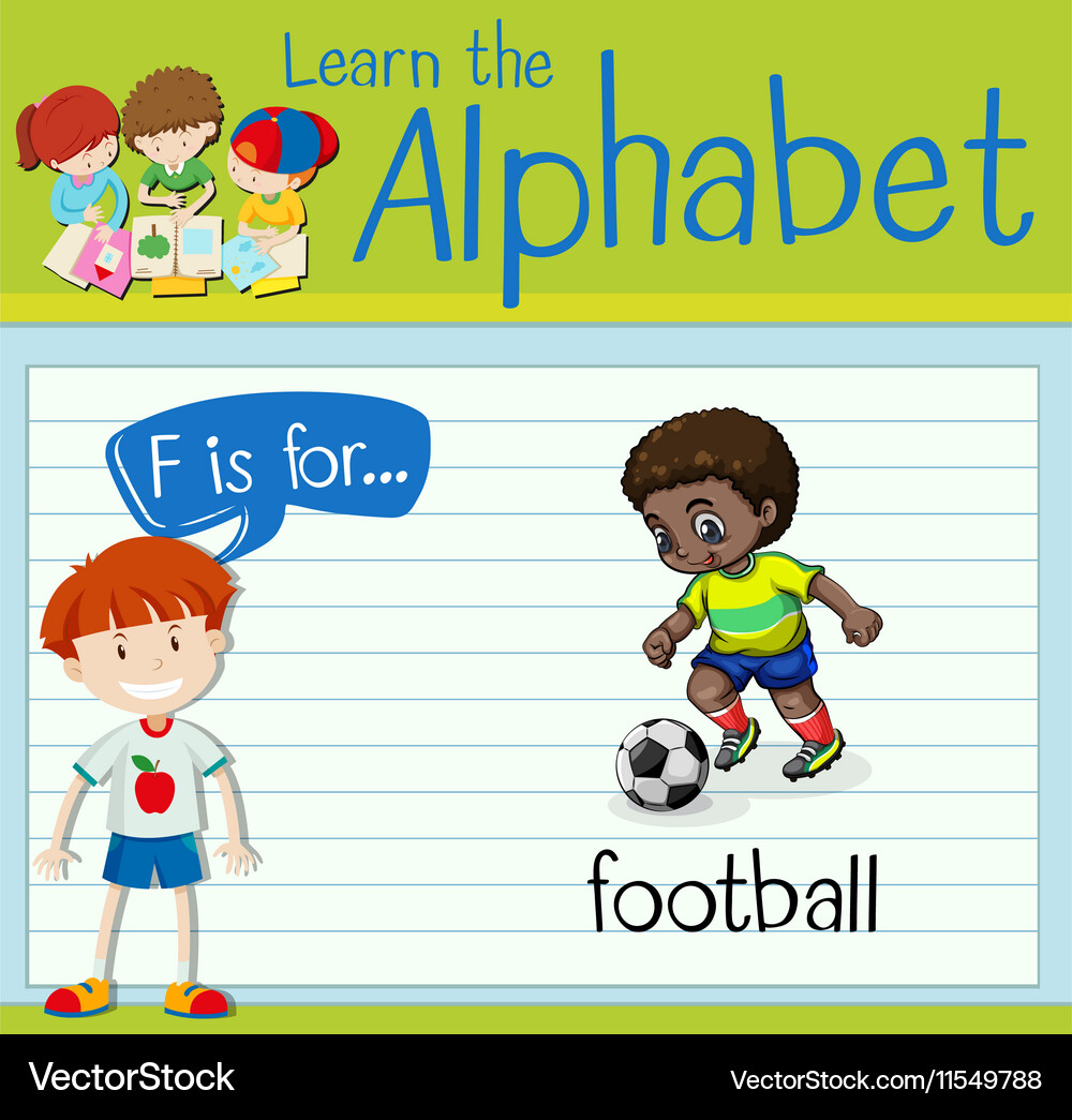 Flashcard Brief f ist für Fußball Vektorbild